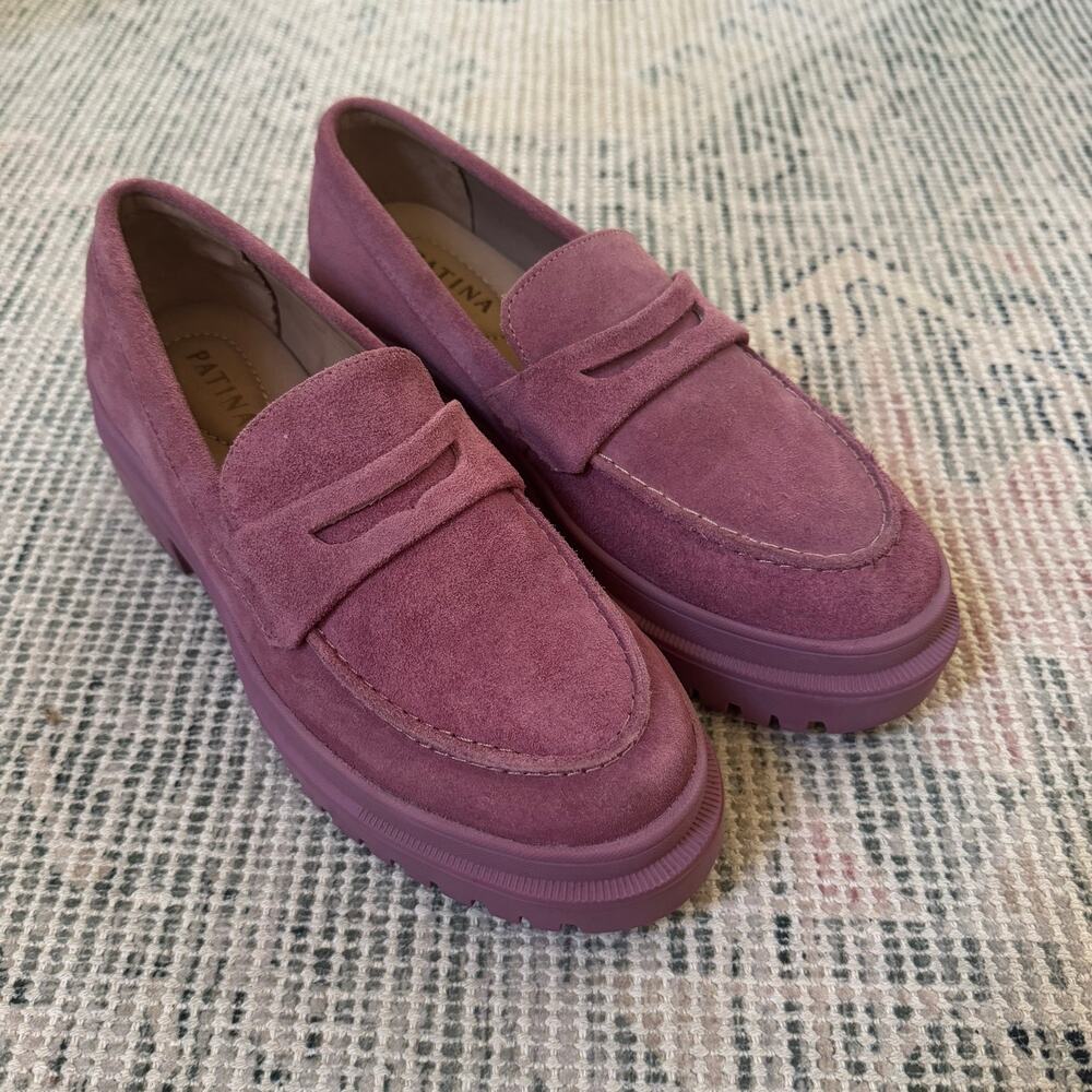 Patina Portland Leather Goods Zoe Chunky Penny Loafers in Foxglove Size 9.5